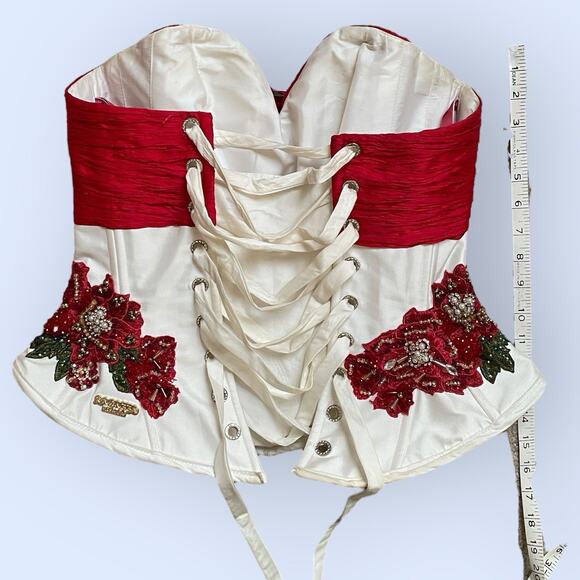 Ragazza Strapless Red/White Christmas Bustier Corset Quinceanera Prom Size 9 M - Picture 12 of 16